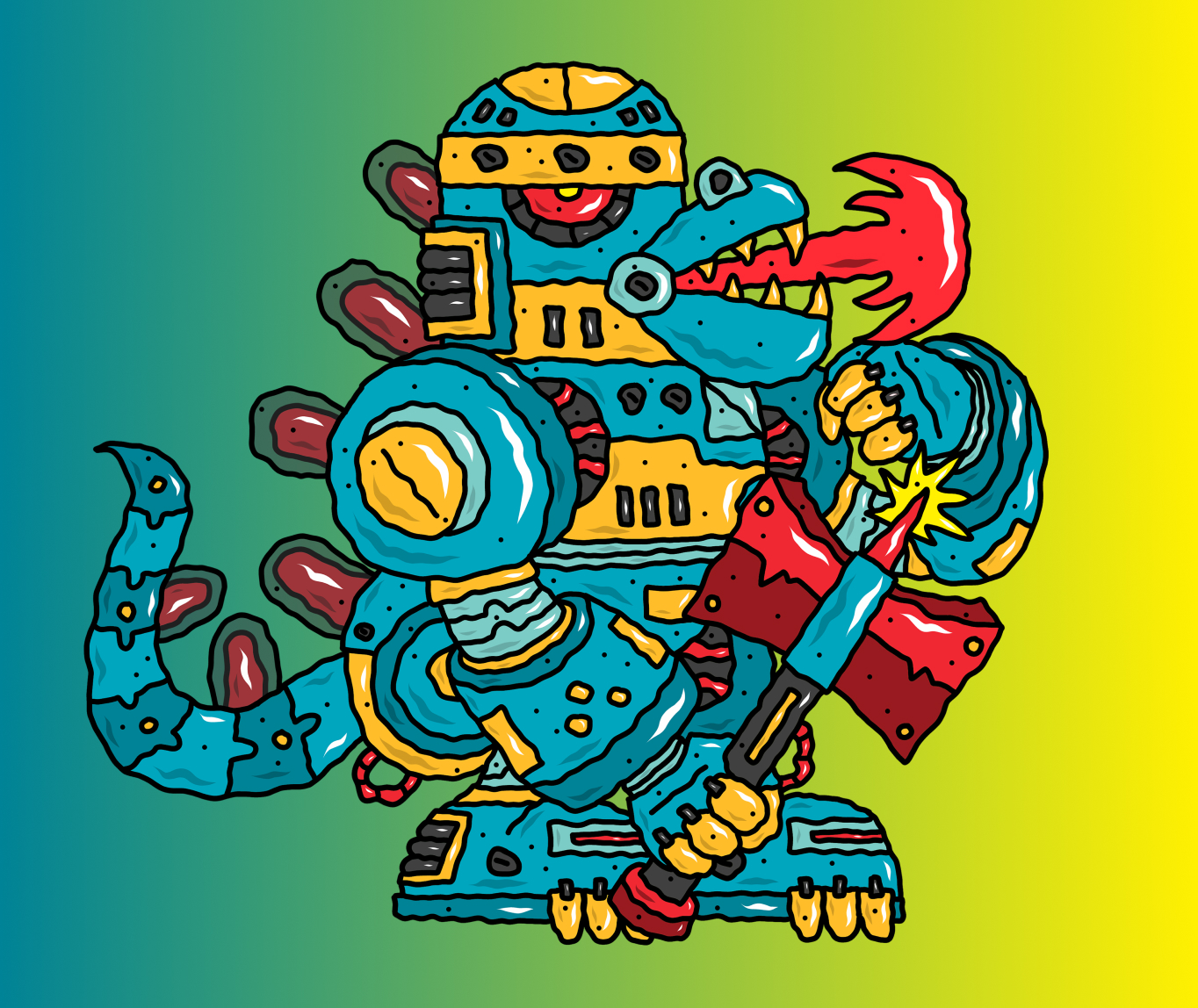 blueRobotFireIllustration blue Robot Fire Illustration